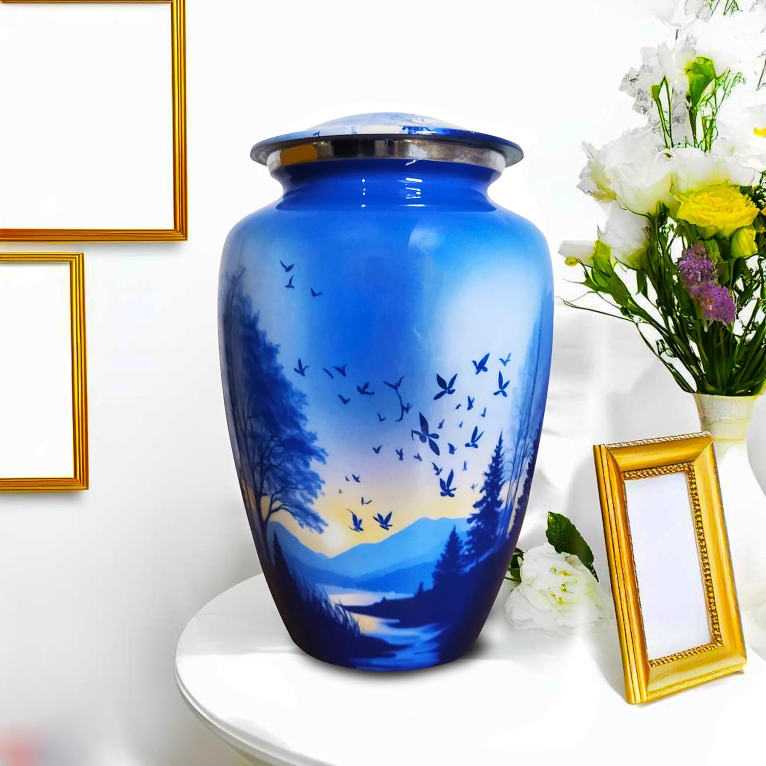 Artsymade Heaven Scenery Cremation Urn - Blue 200 Cubic Inches