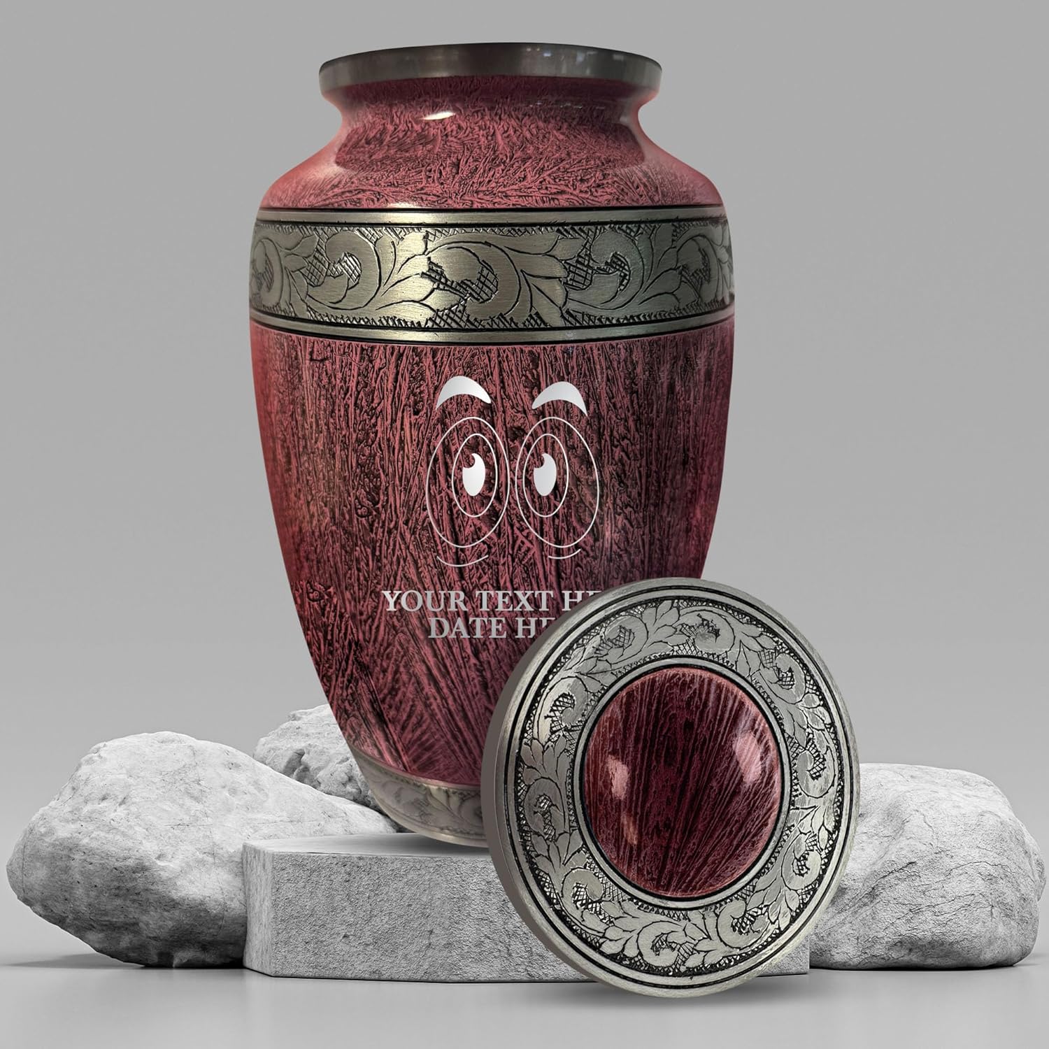 Personalized Large Cremation Urn with Funny Googly Eyes and Name