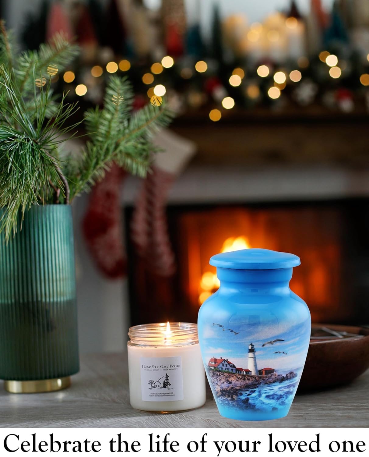 Lighthouse Keepsake Urn for Ashes - Mini Cremation Urn with Premium Case and Bag