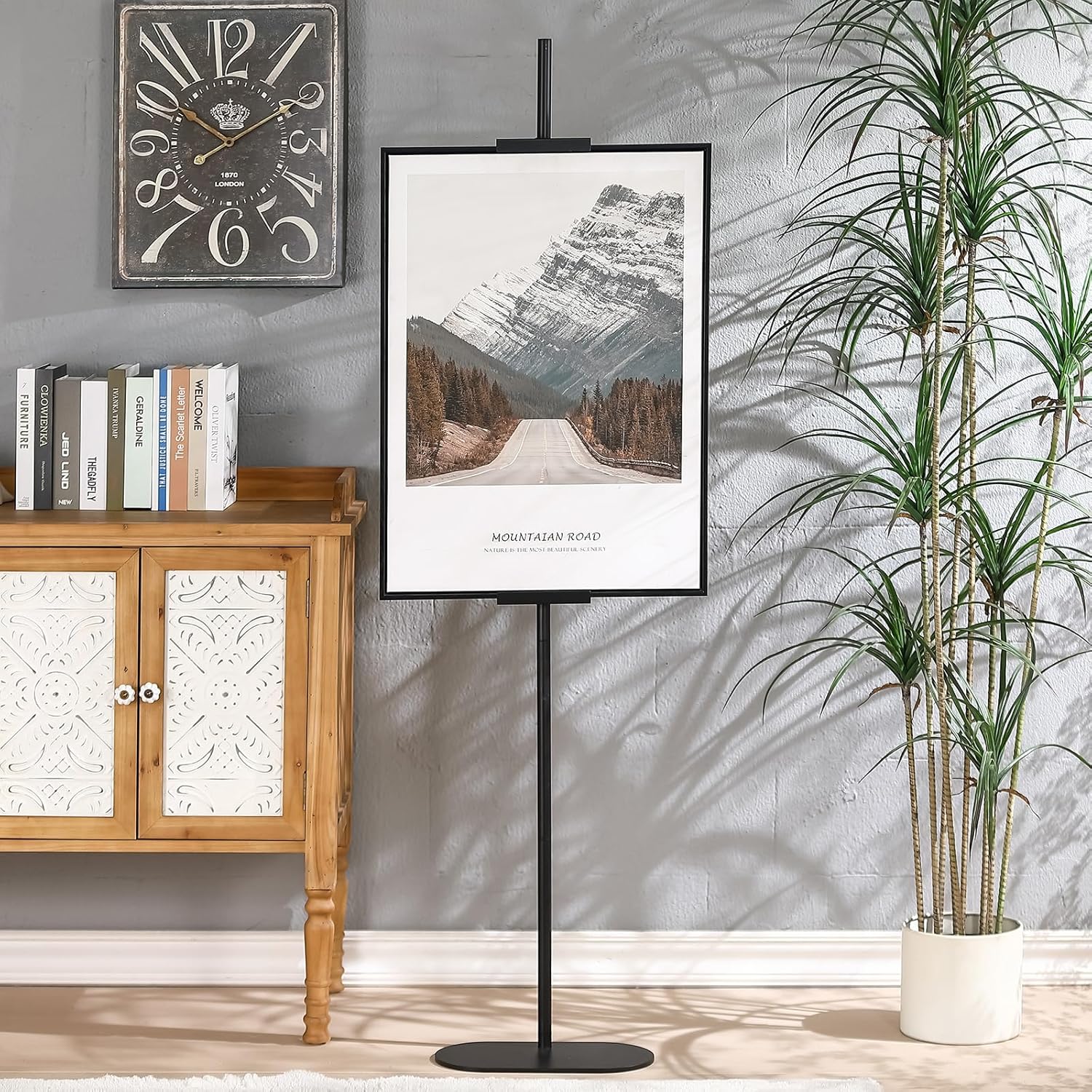 Ironlux Adjustable Easel Stand for Sign Display Black Metal Floor Easel for Art Frames up to 64