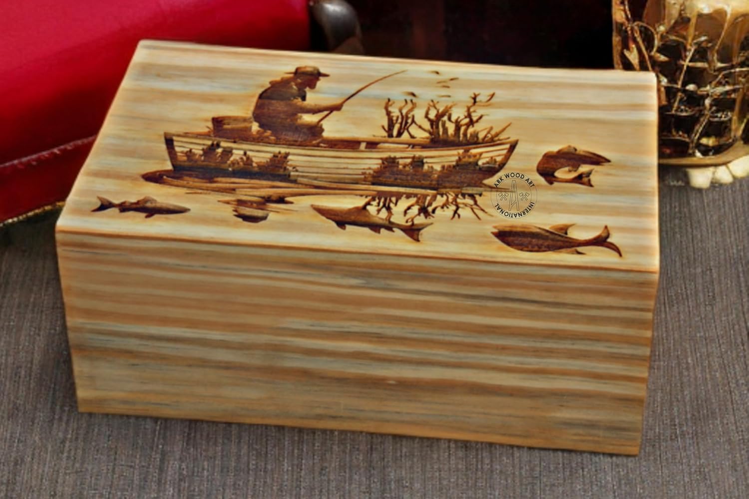Fisherman Urn for Human Ashes Handmade Wood 250 LBS