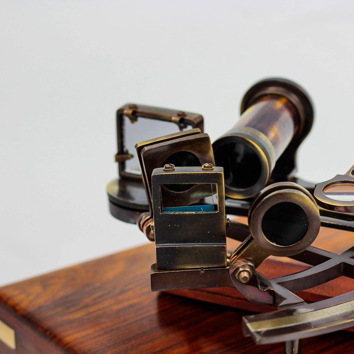 Brass Sextant with Rosewood Box - Decorative Nautical Tool