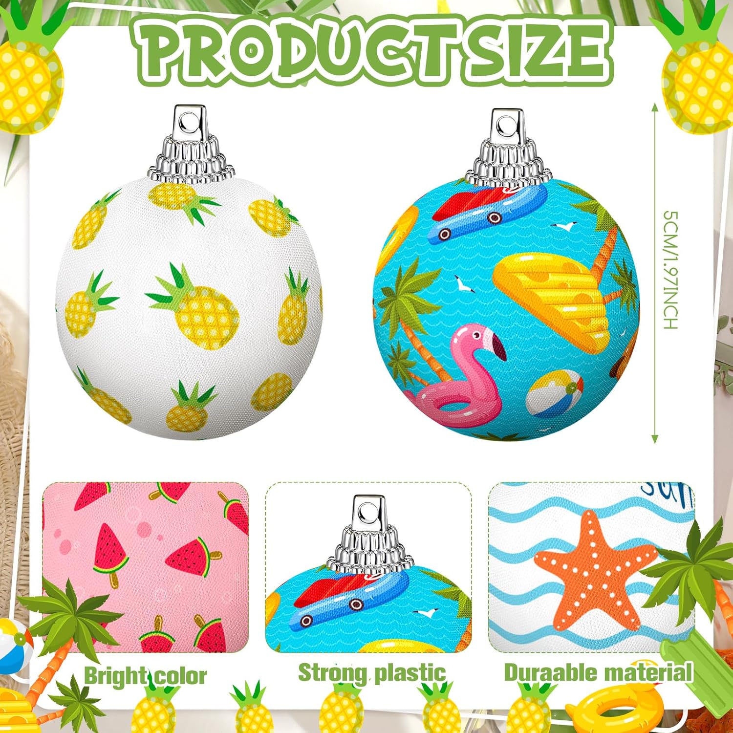 16 Pcs Summer Hanging Tree Ornaments Hawaiian Style Decorations for Parties and Holidays