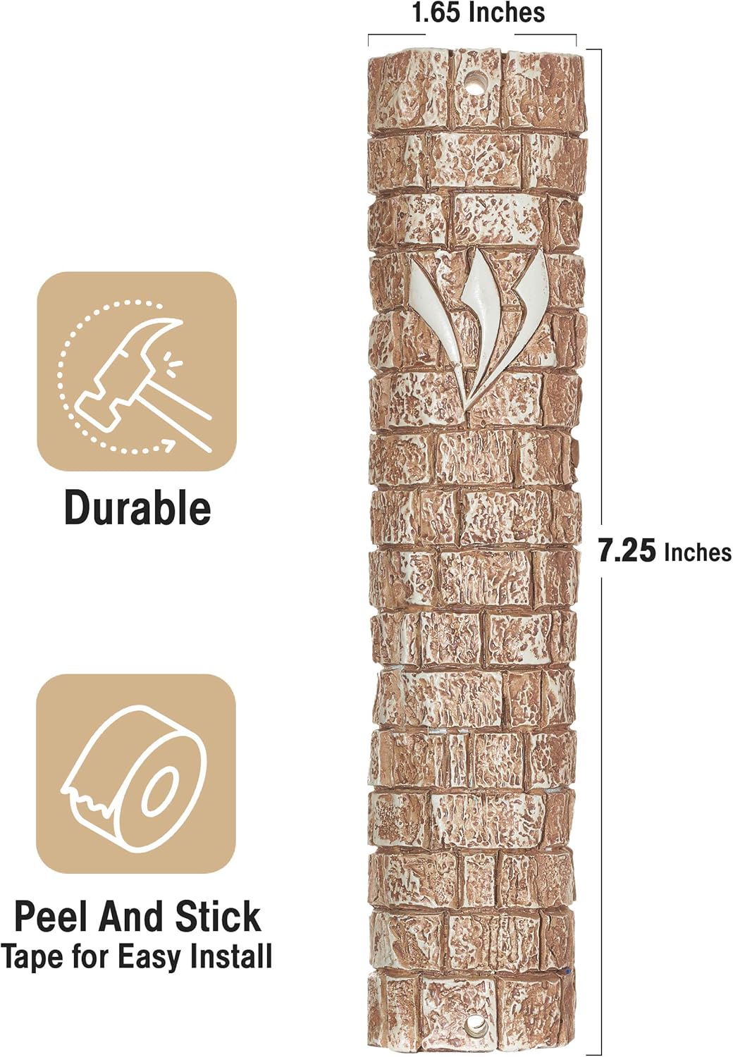 AS Mezuzot Mezuzah Case in Western Wall Design Waterproof Judaica Door Mezuza 7 Inches