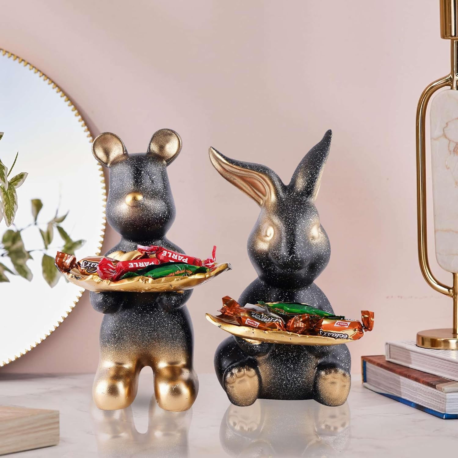 Skycrafts Set of Two Decorative Rabbit Statues Home Decor