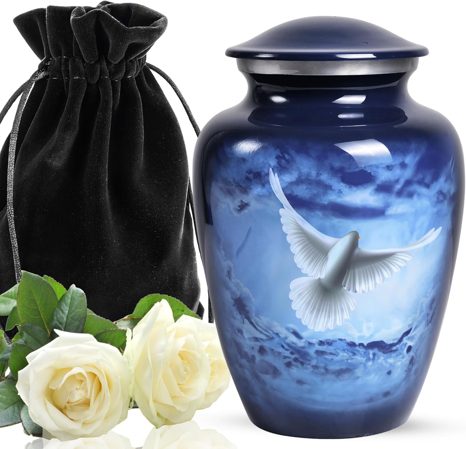 YATSKIA Peace Dove Ash Urn - Large Metal Decorative Memorial Cremation Urn for Mom Dad
