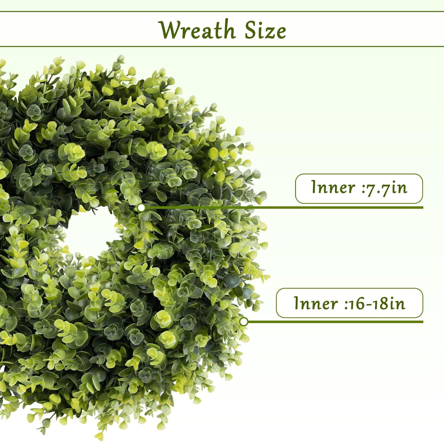 Boxwood Wreath for Front Door and Wall All Seasons 16-18 Inches