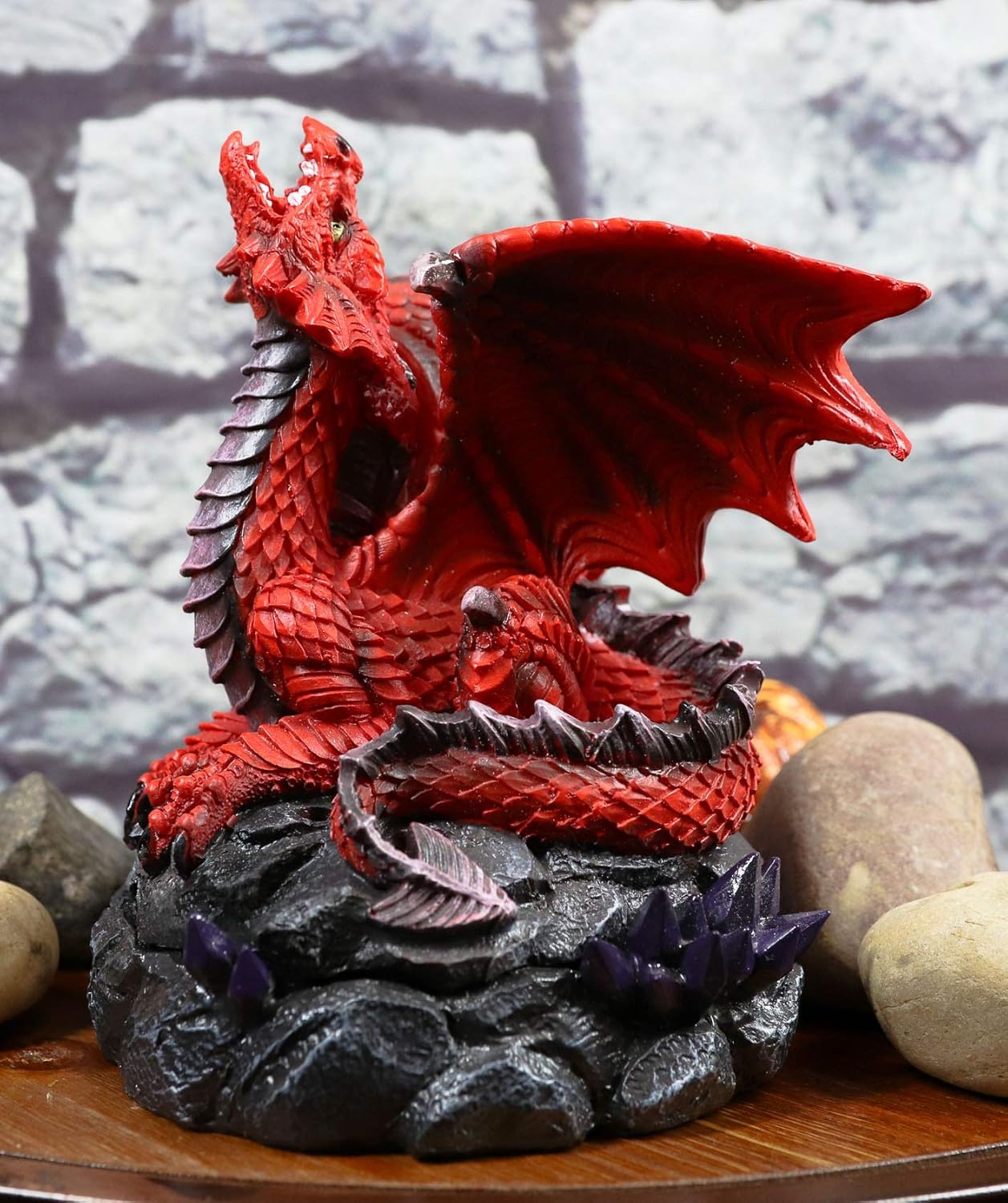 Ebros Gift Stryker Red Dragon Incense Burner Figurine 625 In