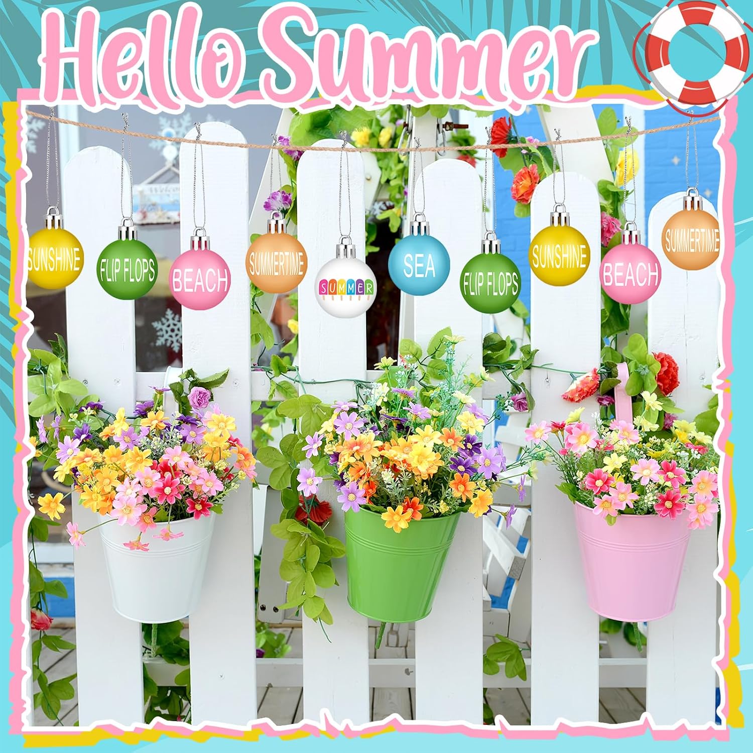 Barydat 24 Pcs Summer Sunflower Hanging Ornaments