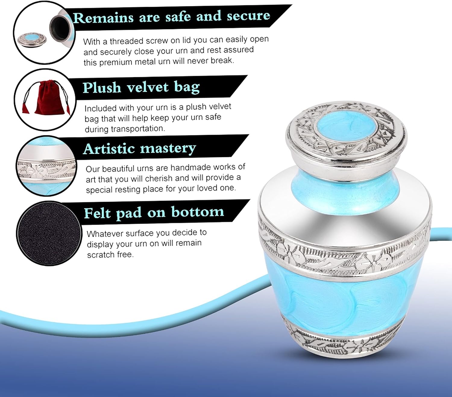 Small Urns for Human Ashes Ocean Blue Keepsake Urn Set
