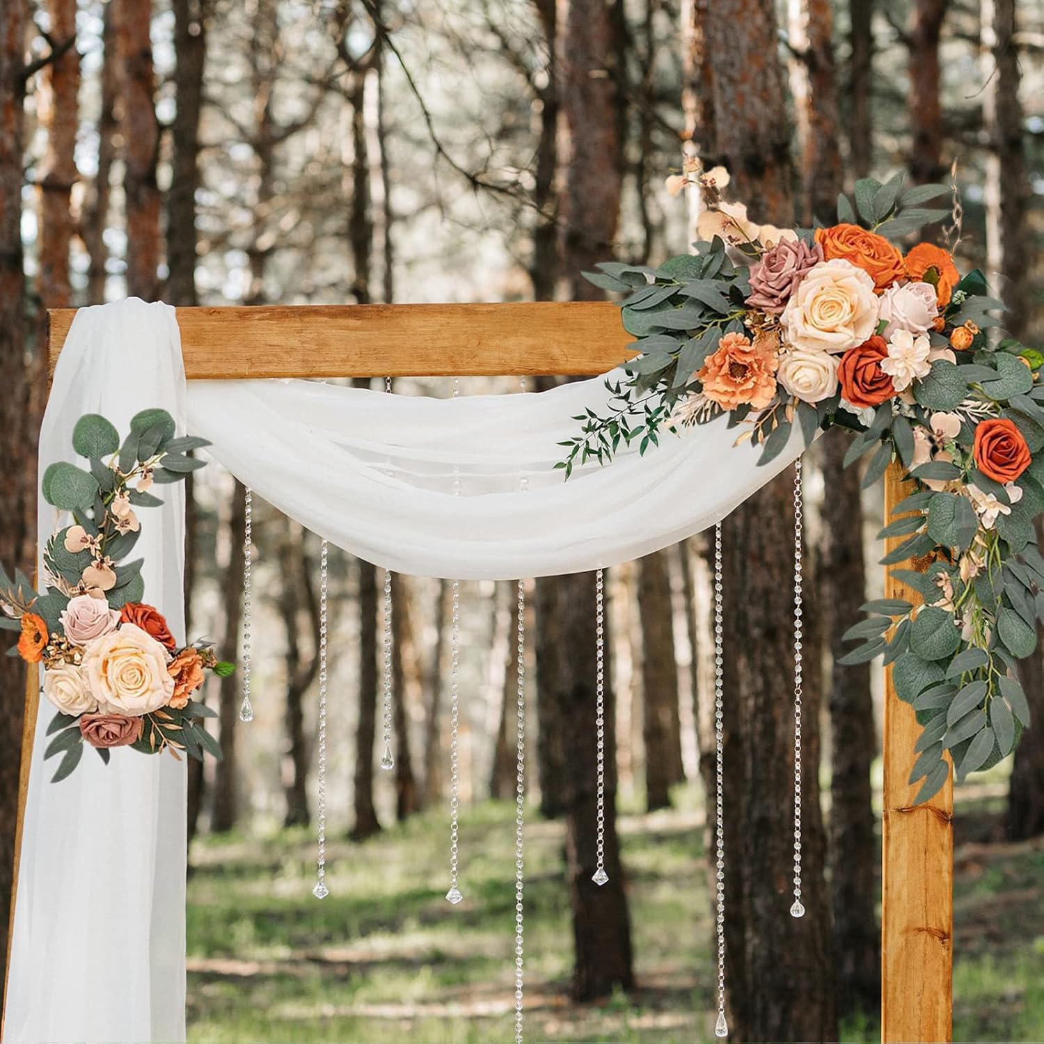 2Pcs Artificial Yellow Sunflower Swag with Eucalyptus Leaves Wedding Decor