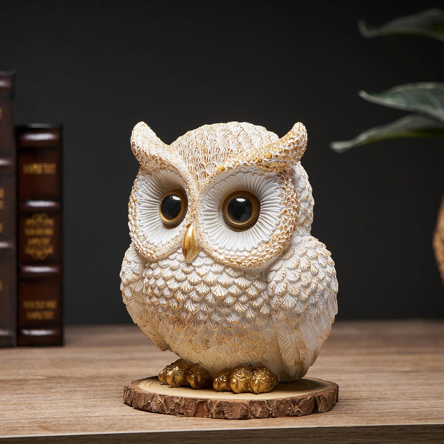 Octdays White Owl Statue Decor for Home Office Living Room