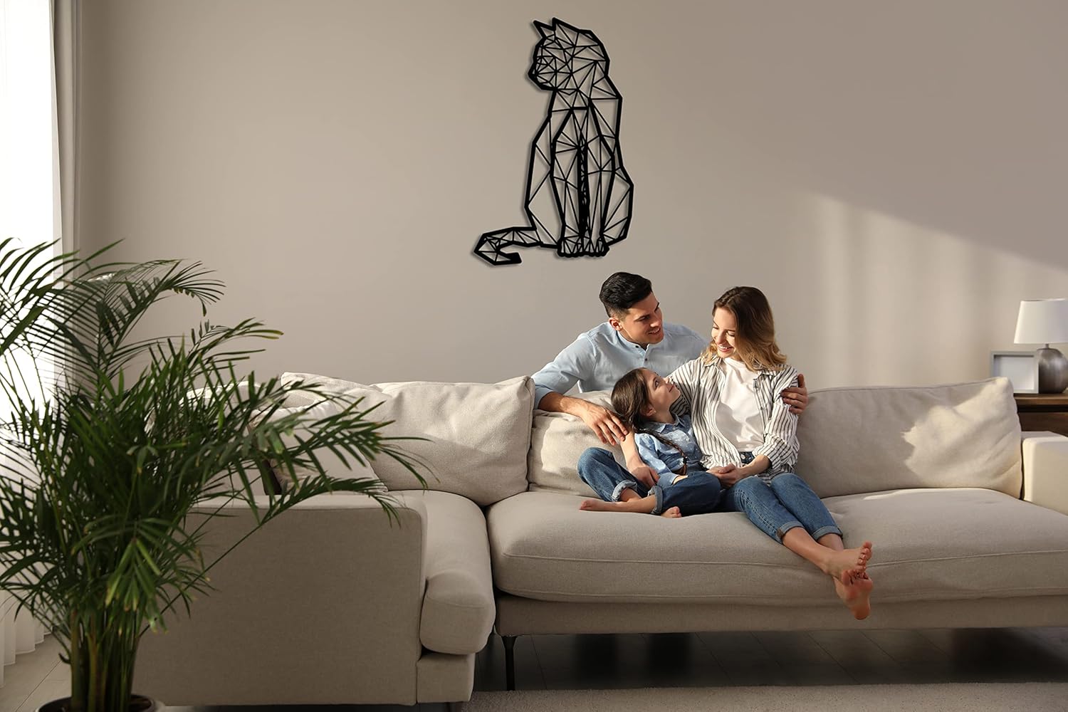 DEKADRON Metal Wall Decor Geometric Cat Art
