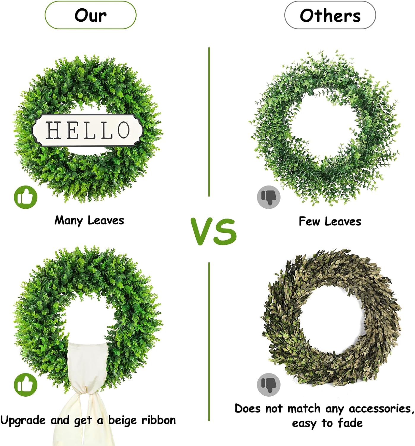 DDHS 24 Inch Artificial Spring Wreath for Front Door