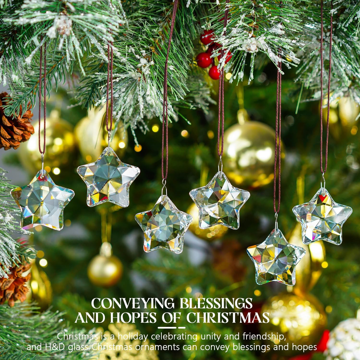 HD Crystal Glass Christmas Ornaments Set of 6