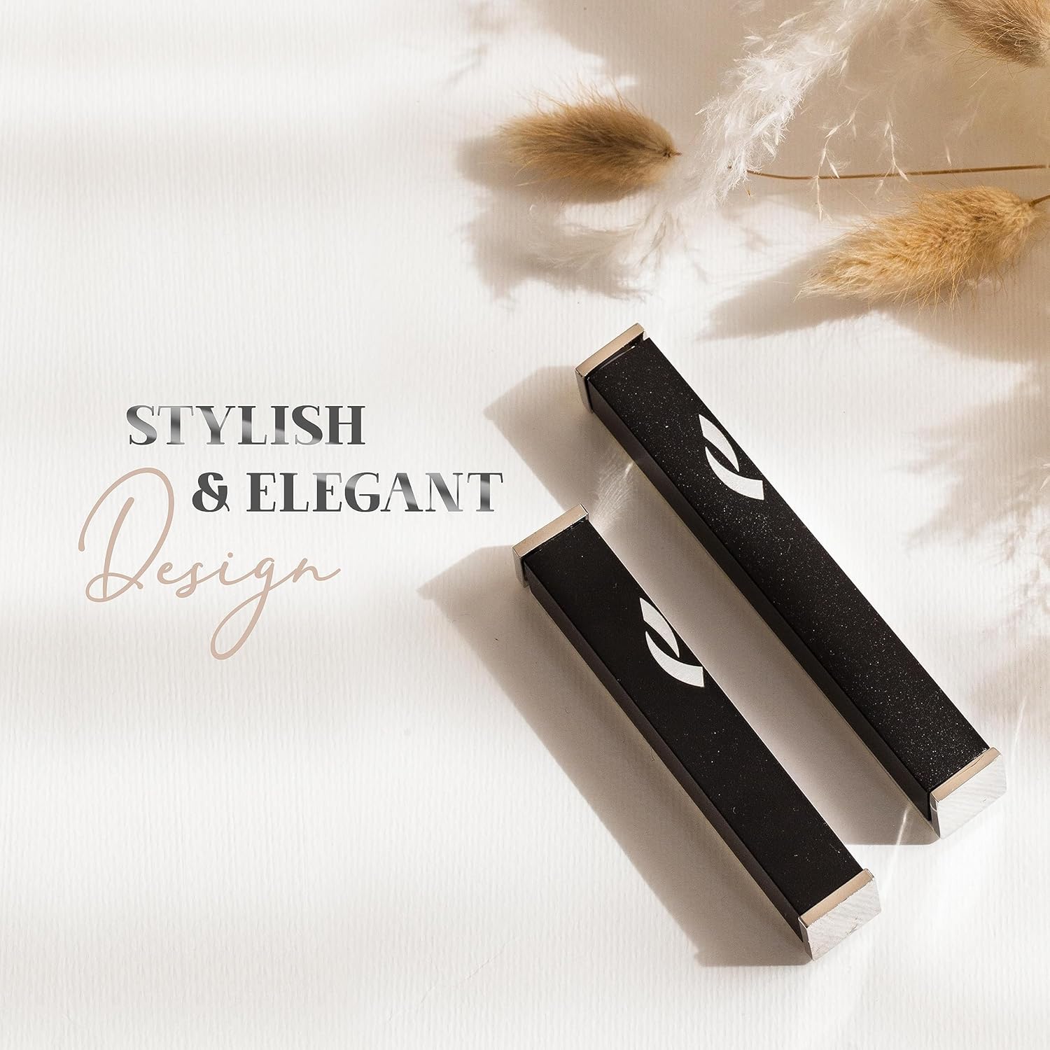 SURI Modern Mezuzah Case with Scroll - Contemporary Door Mezuza in Black Gray