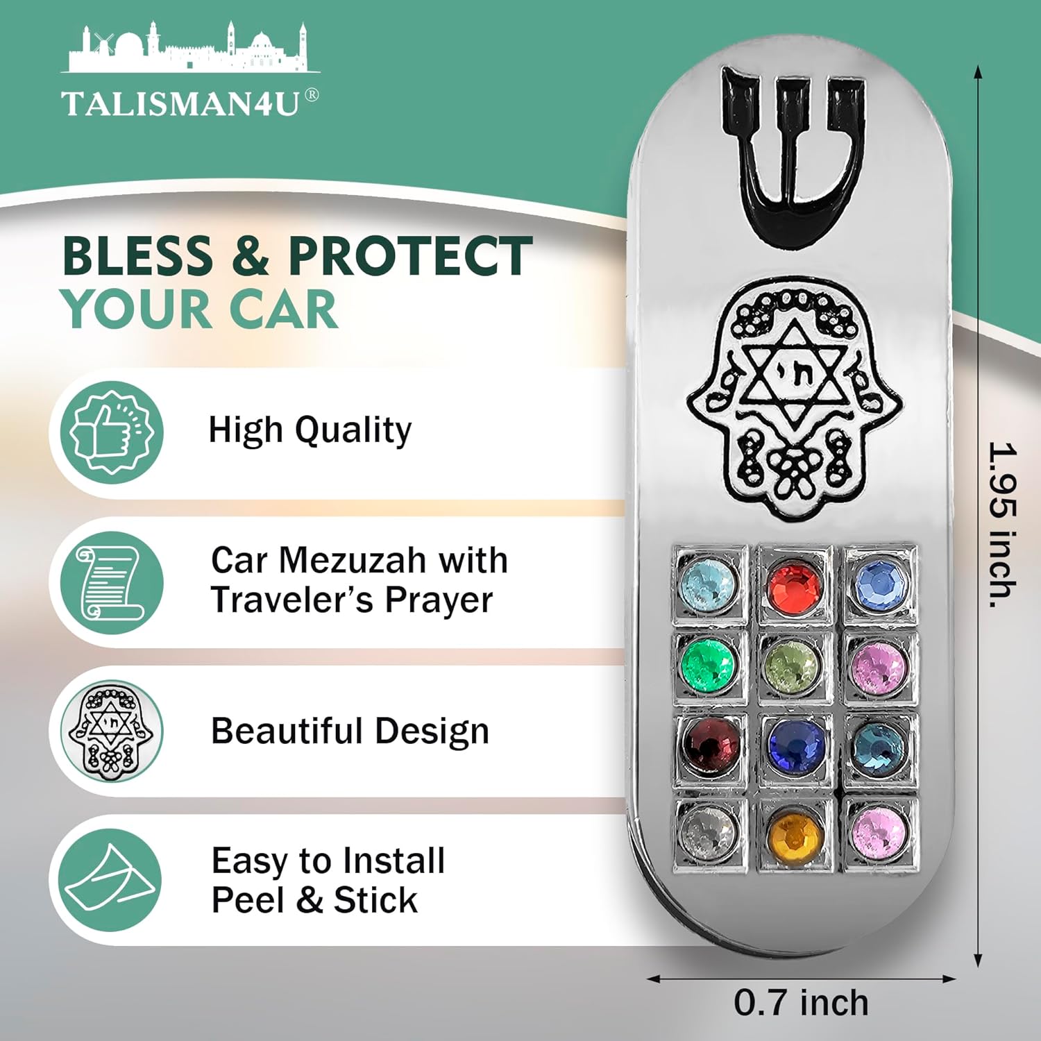 Talisman4u Protection Mezuzah with Hamsa Hoshen and Star of David