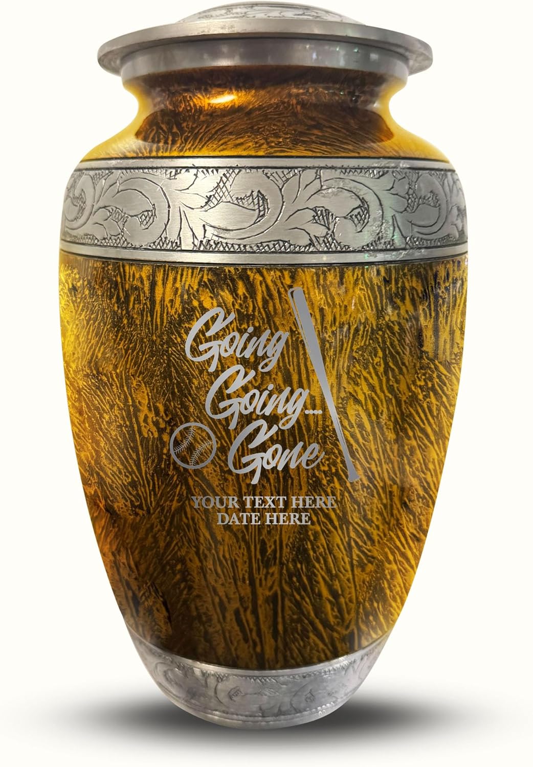 Custom Large Adult Cremation Urn Baseball Theme Engraved Name Funny Gone Going Home 2 Design