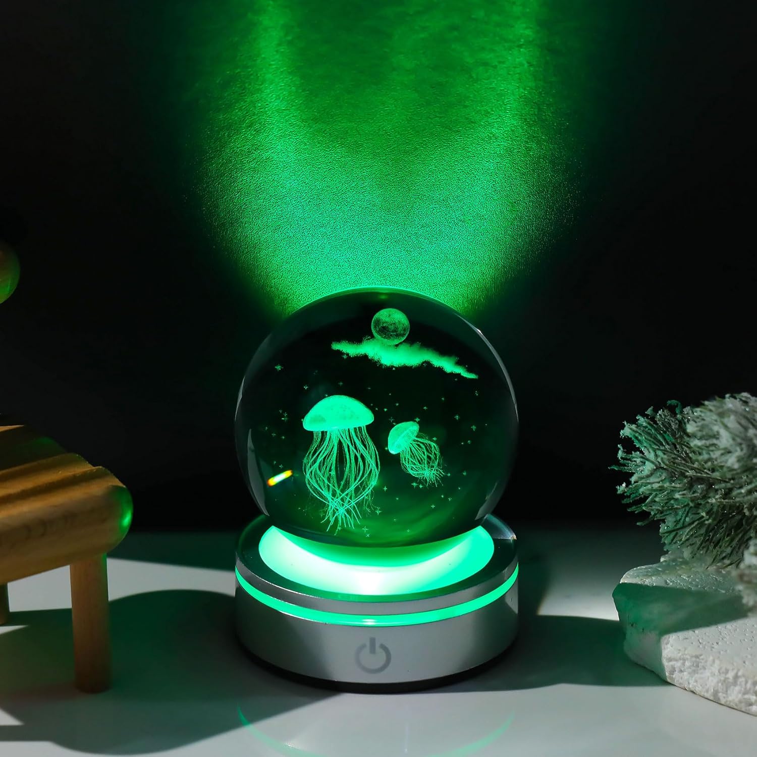 Movdyka 3D Crystal Jellyfish Night Light Decor