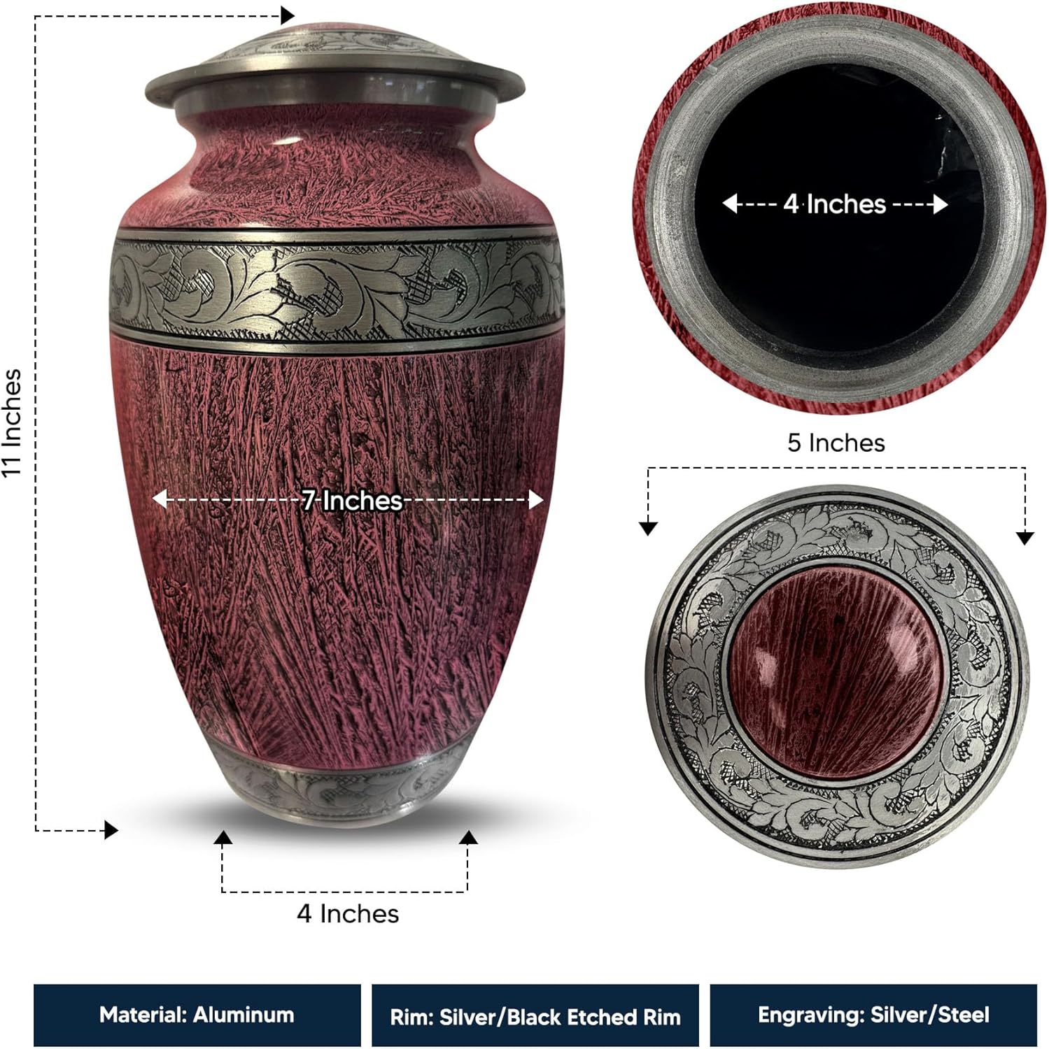 Personalized Large Cremation Urn - Custom Engraved Memorial Urn for Ashes