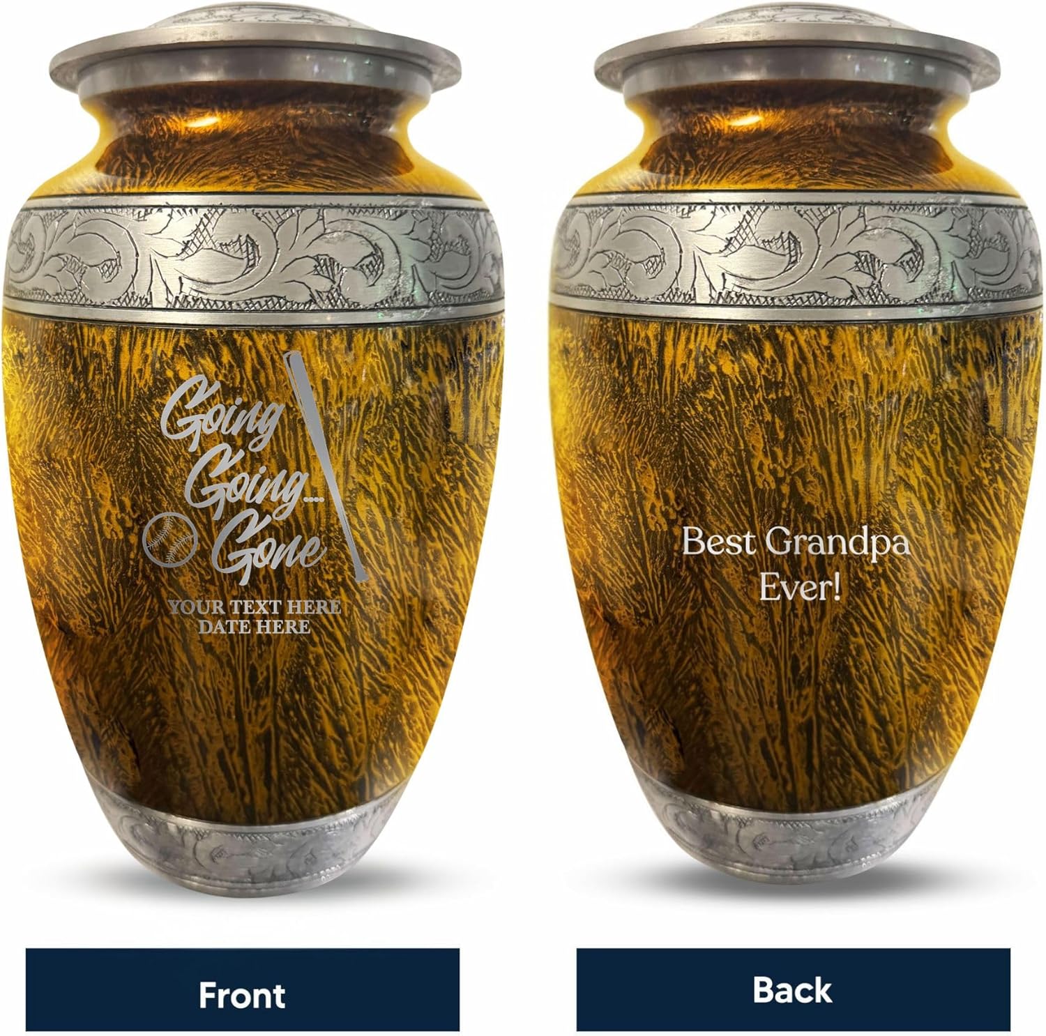 Custom Large Adult Cremation Urn Baseball Theme Engraved Name Funny Gone Going Home 2 Design