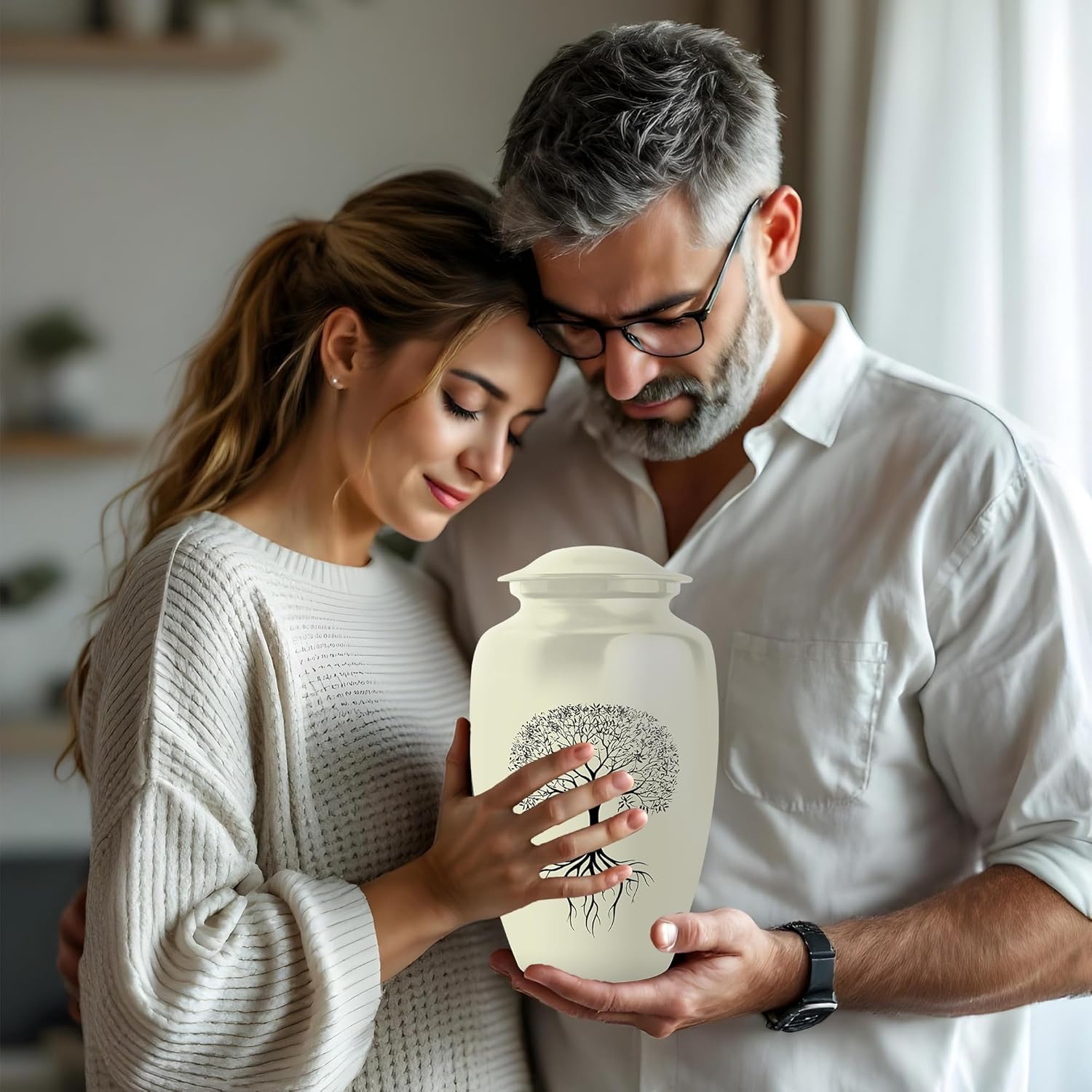 Tree Of Life Urns For Human Ashes - 10 Inch Large Cremation Urn With Velvet Bag