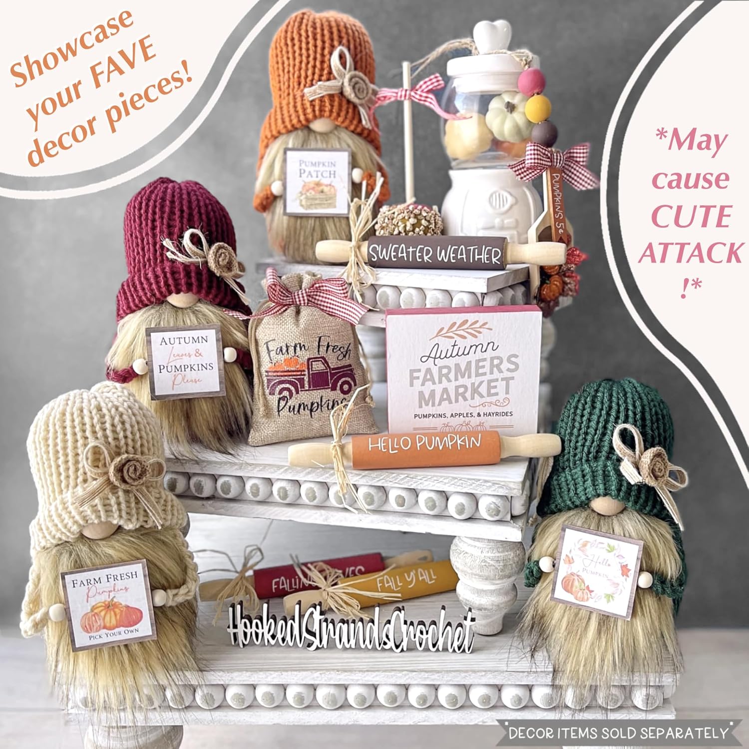 Wooden Tiered Tray Set - 3 Piece Farmhouse Display Risers