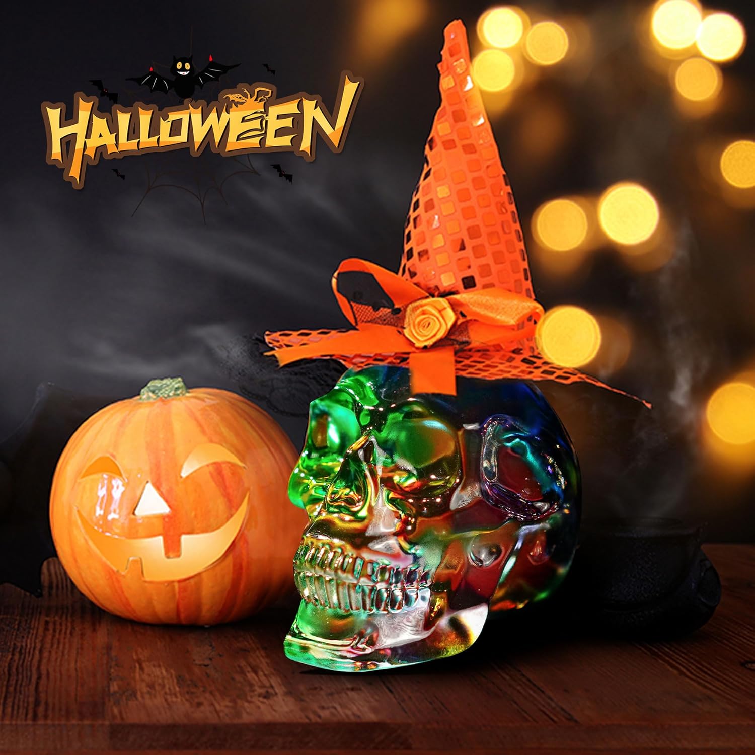 3 Inch Multi-Color Crystal Skull Statue for Home Decor