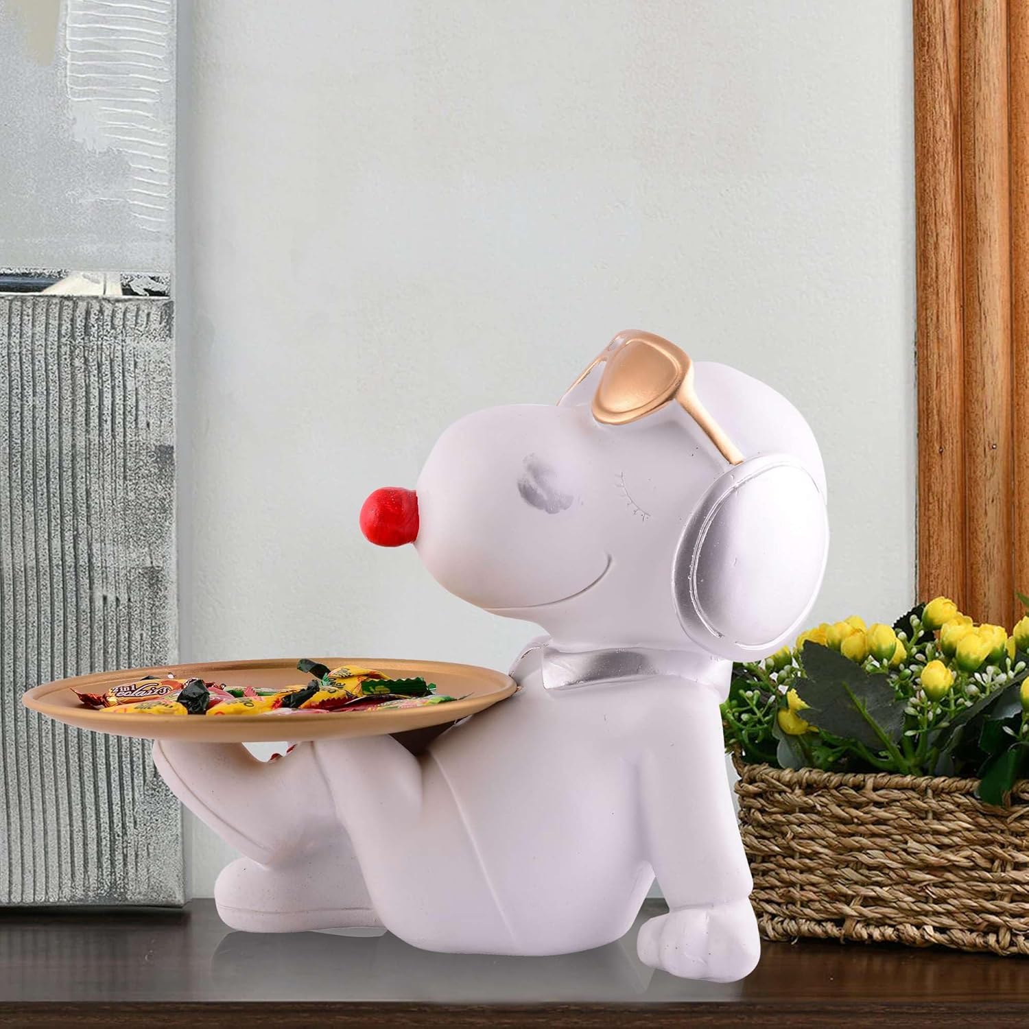White Resin Dog Statue Home Decor Showpiece 8 Inches