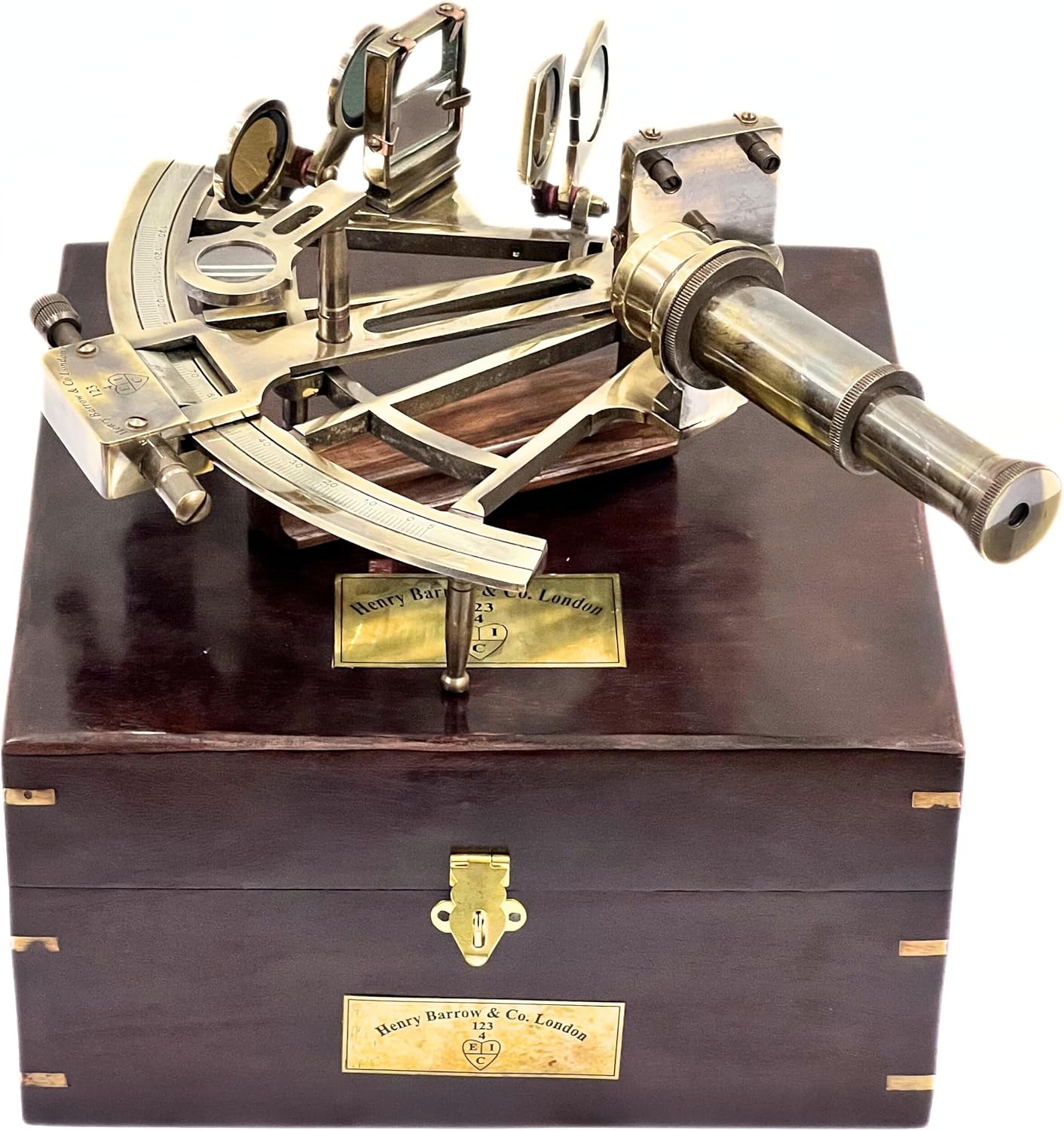 Antique German Brass Sextant Nautical Instrument Decor