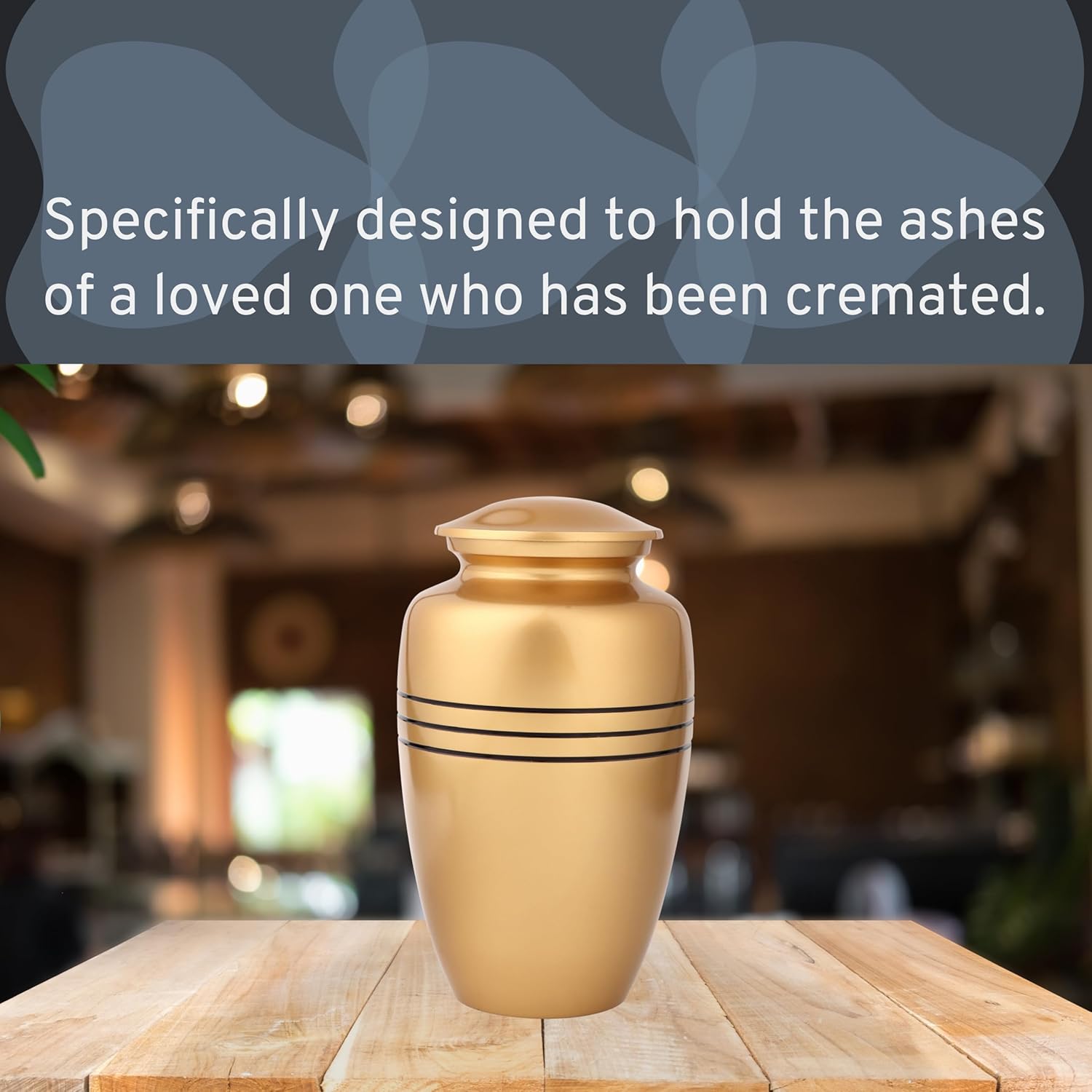 11 Inch Gold Black Cremation Urn for Adult