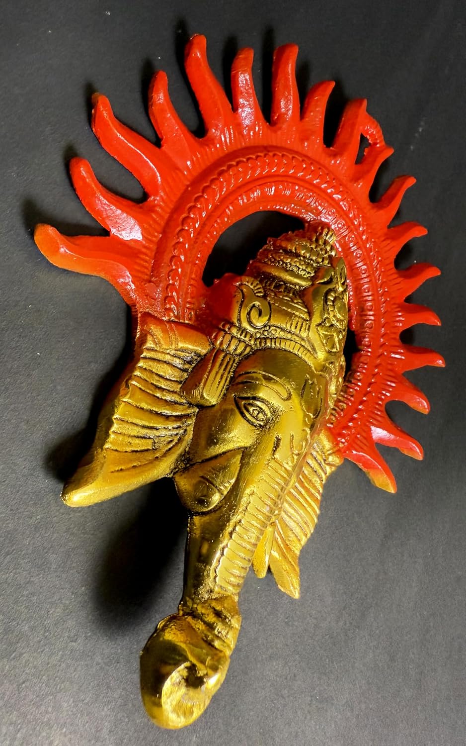 Ganesha Wall Hanging Decor 8 Inch Brass Sculpture