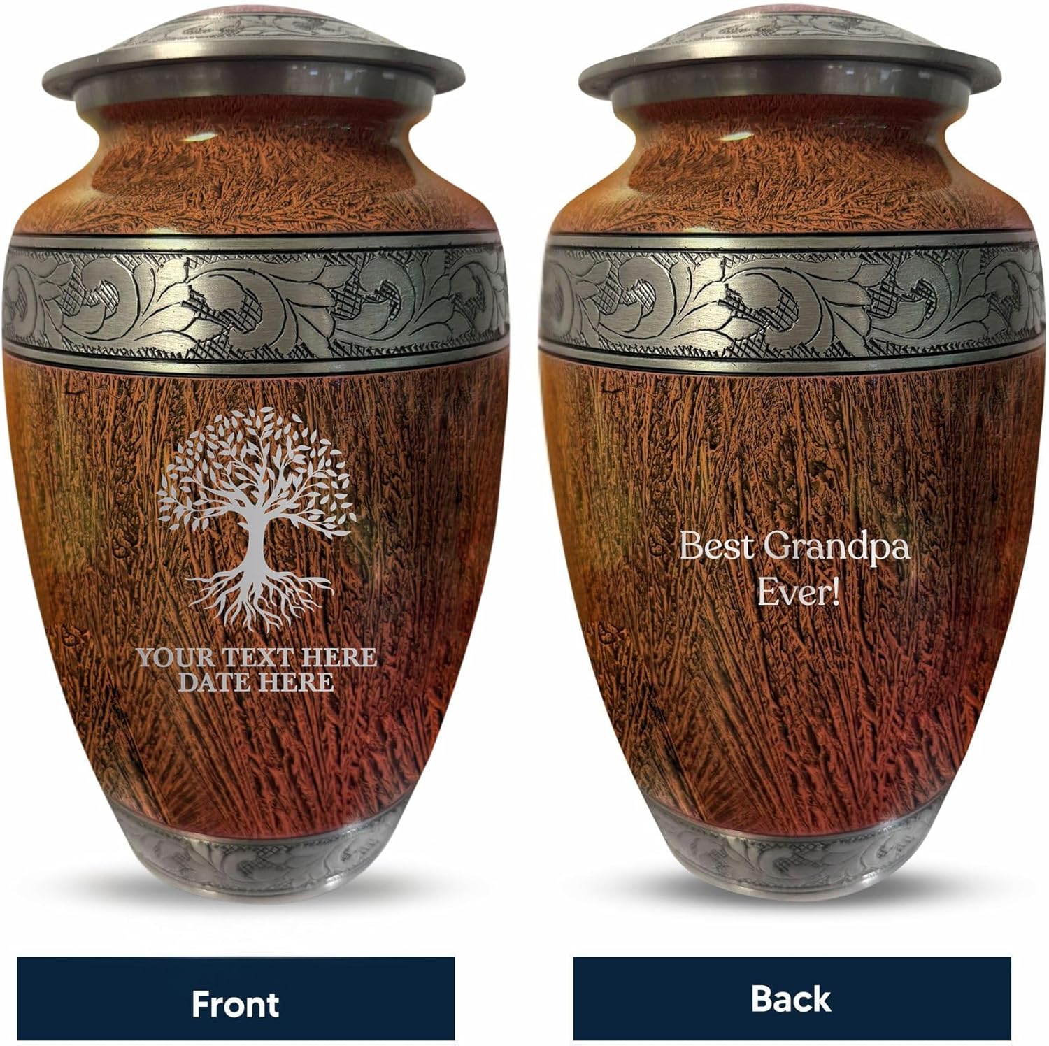 Personalized Cremation Urn - Custom Engraved Tree of Life Design