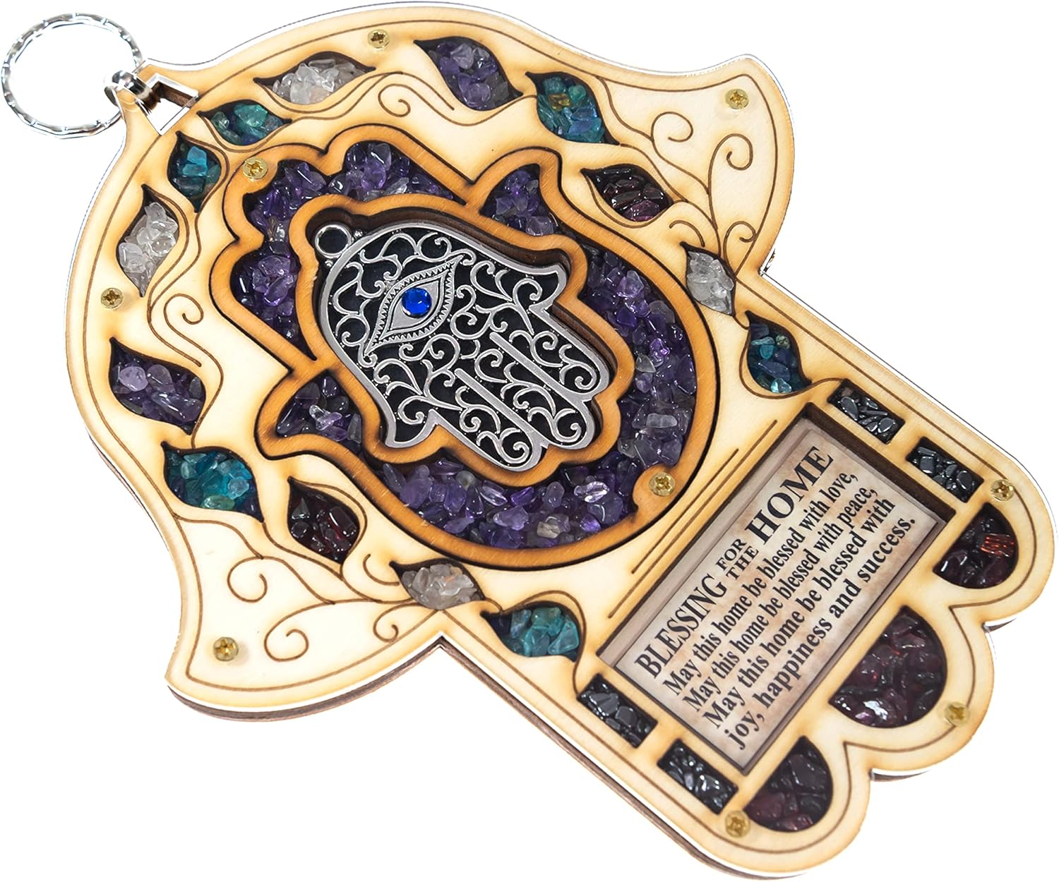 My Daily Styles Wooden Hamsa Wall Decor - 8 Inch Good Luck Symbol