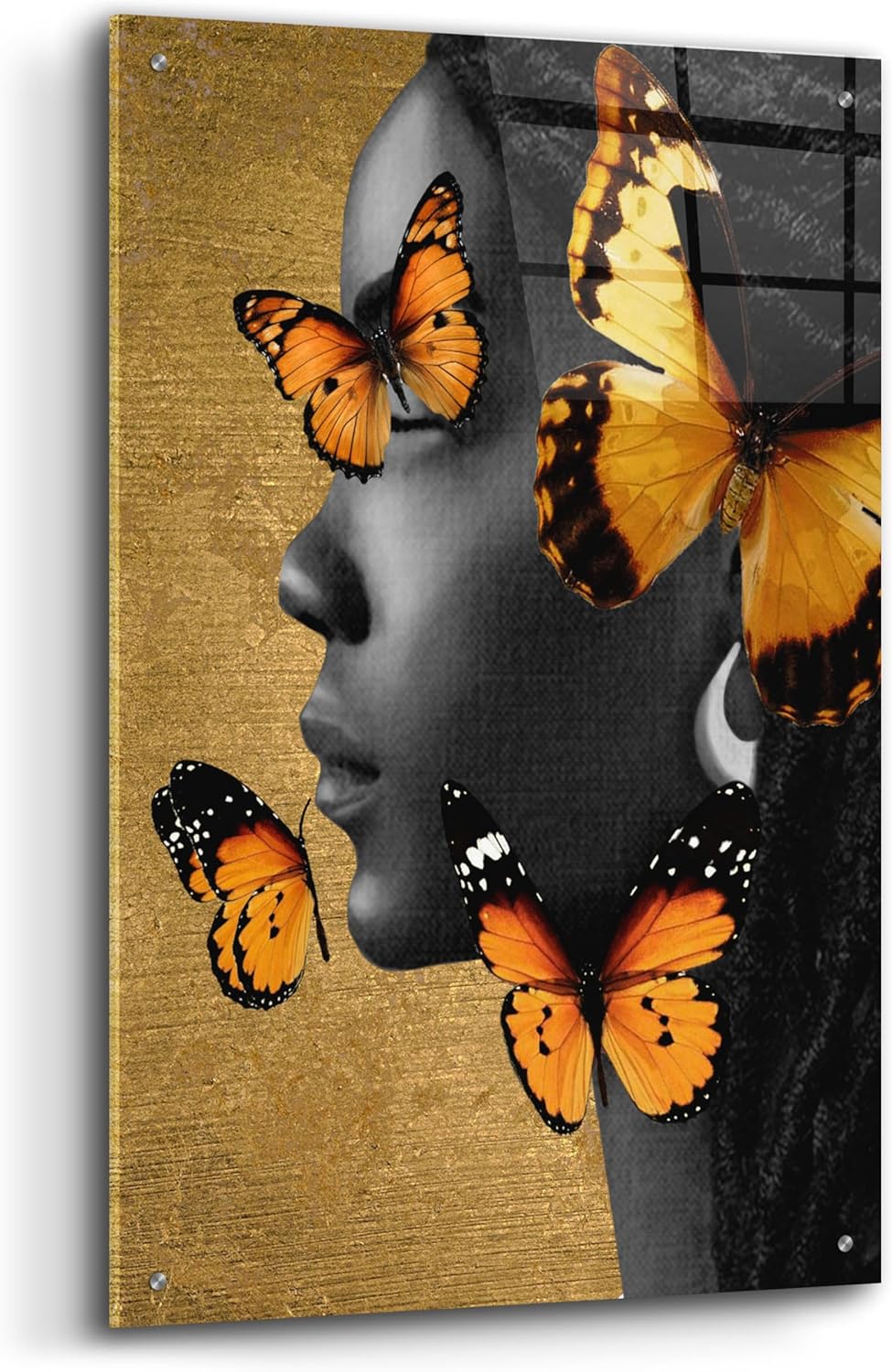 Epic Art Monochrome Golden Butterfly 1 Wall Art 24x36