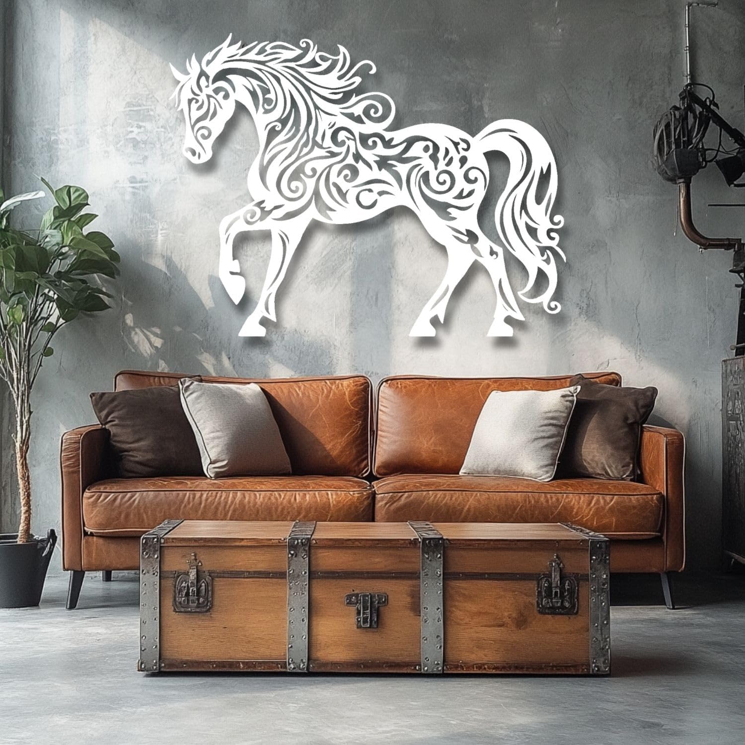 Flewfar Black Metal Horse Wall Art 28x20 Inches Unframed
