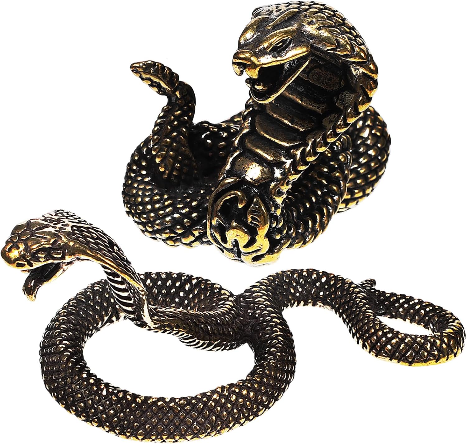 Wakauto 2pcs Brass Snake Figurine Realistic Decor Sculpture