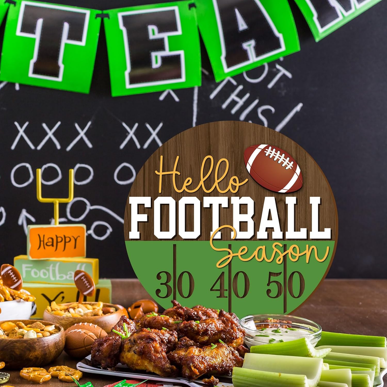 Whaline Football Season Wooden Wall Sign Door Hanger