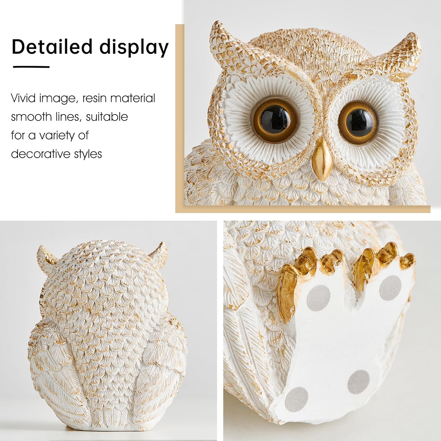 Octdays White Owl Statue Decor for Home Office Living Room