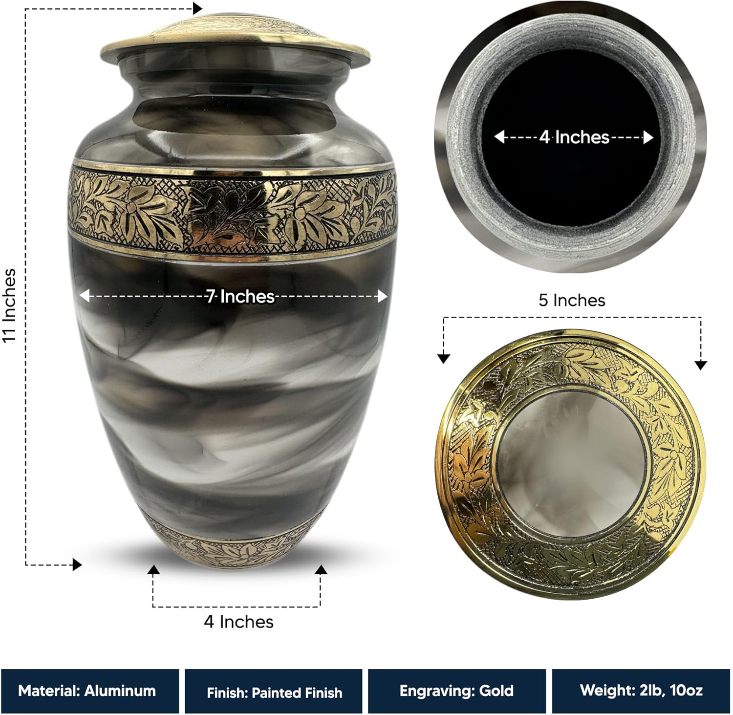 Custom Cremation Urn for Gamers Gold Engraved Design Suzesta Series