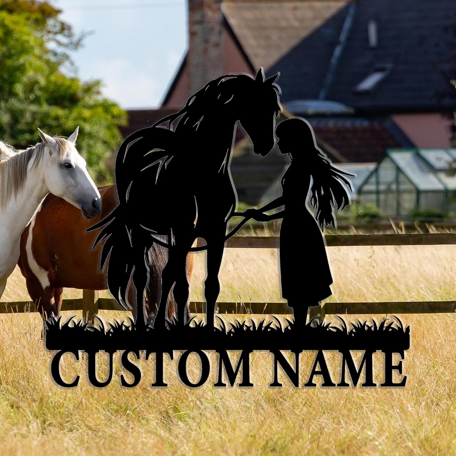 Gotstorms Customizable Horse and Silhouette Metal Wall Art 8-24 Inch LED Light Option