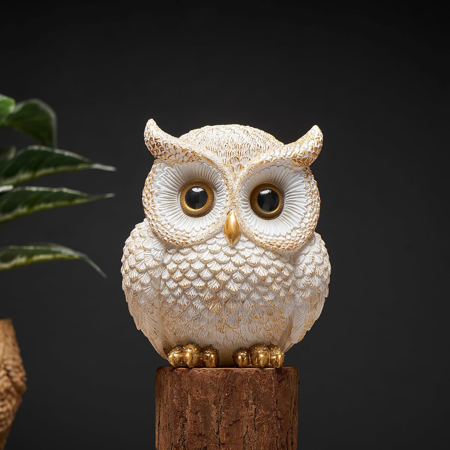Octdays White Owl Statue Decor for Home Office Living Room