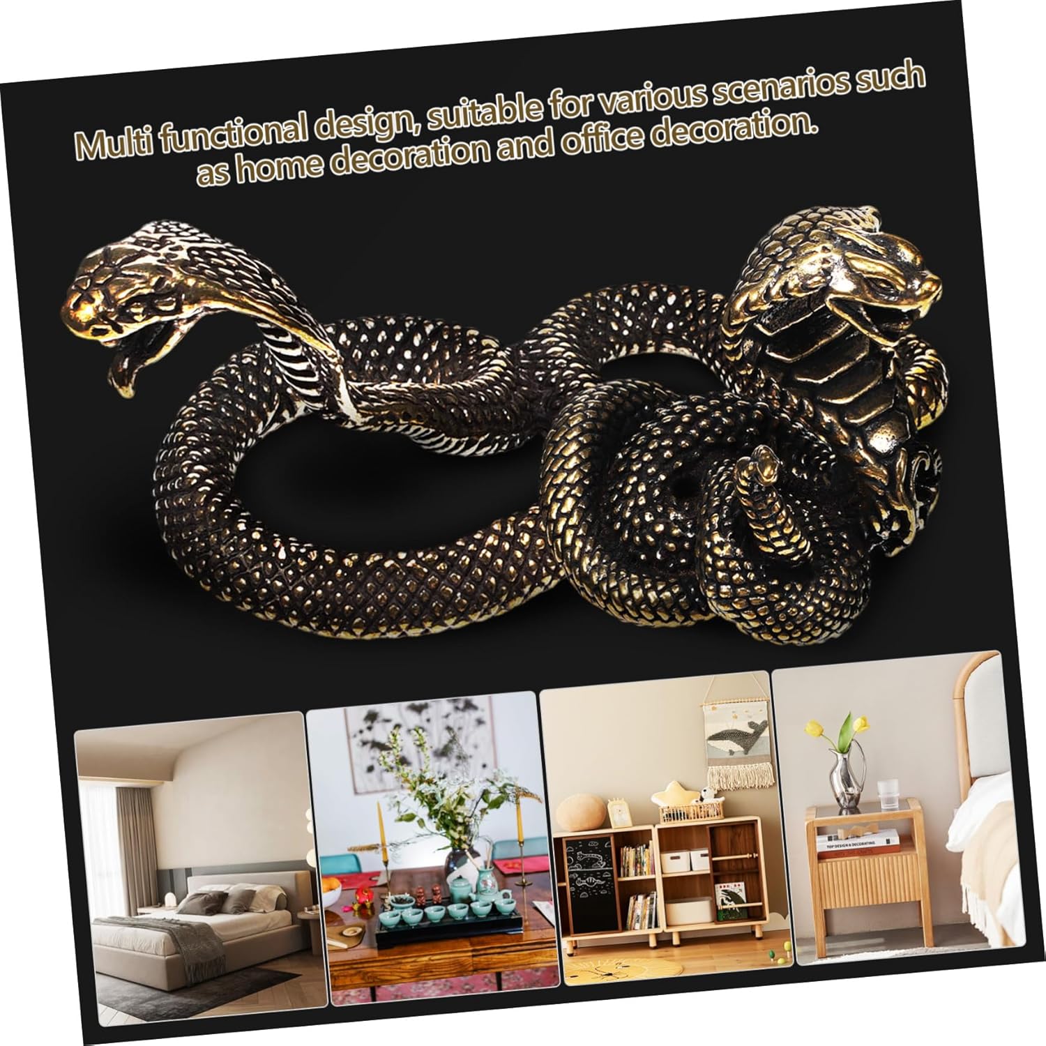 Wakauto 2pcs Brass Snake Figurine Realistic Decor Sculpture