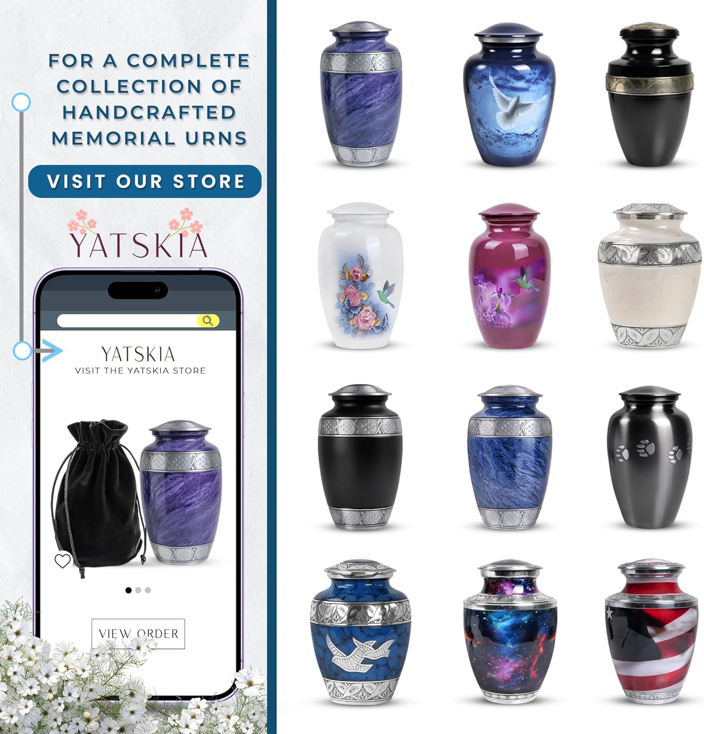 YATSKIA Peace Dove Ash Urn - Large Metal Decorative Memorial Cremation Urn for Mom Dad