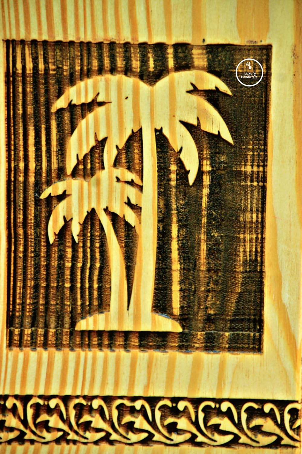 A-F Luxury Handmade Palm Tree Urn - 220 Cubic Inch Natural Wood