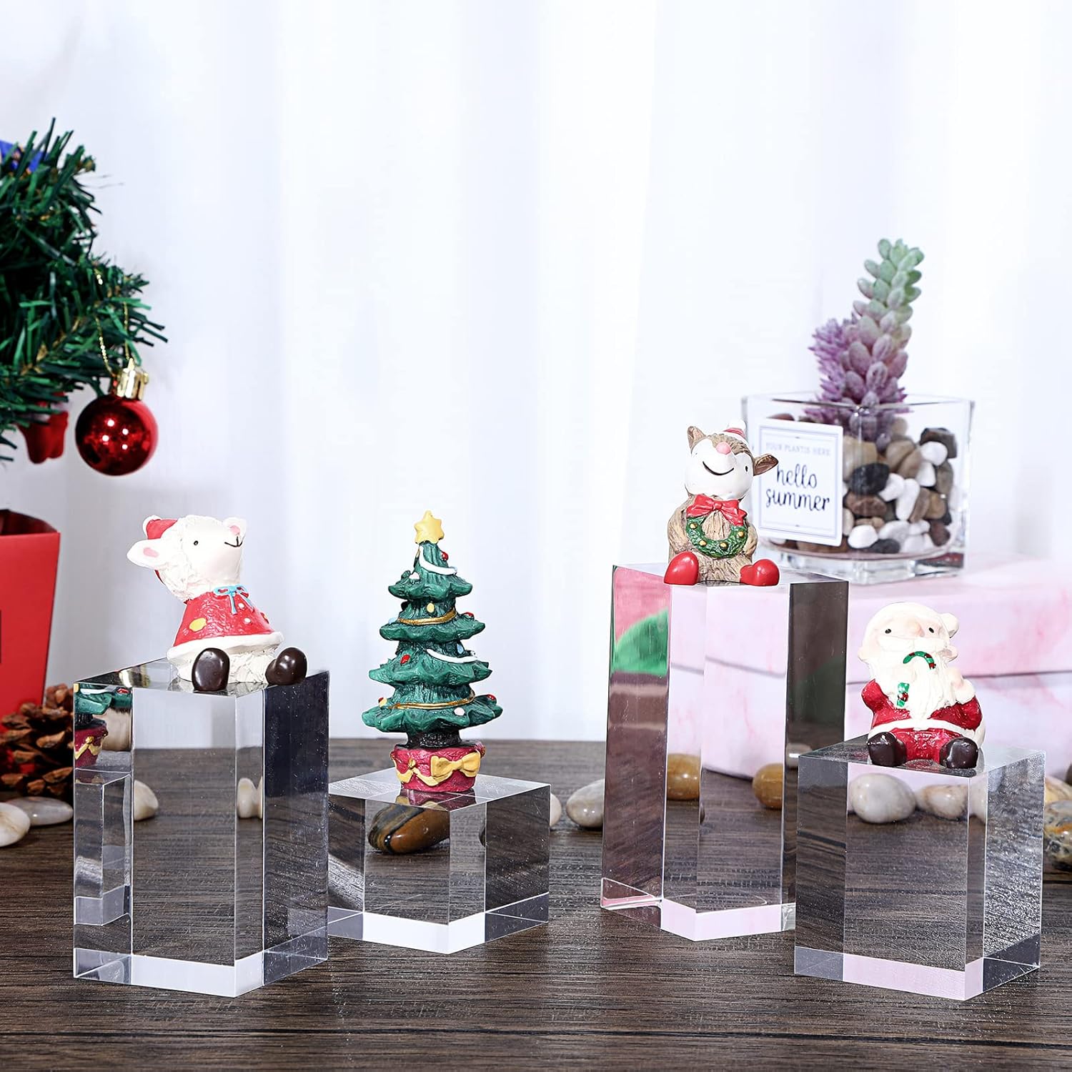Hipiwe 4PCS Acrylic Risers Display Stand for Jewelry Figurines and Collectibles