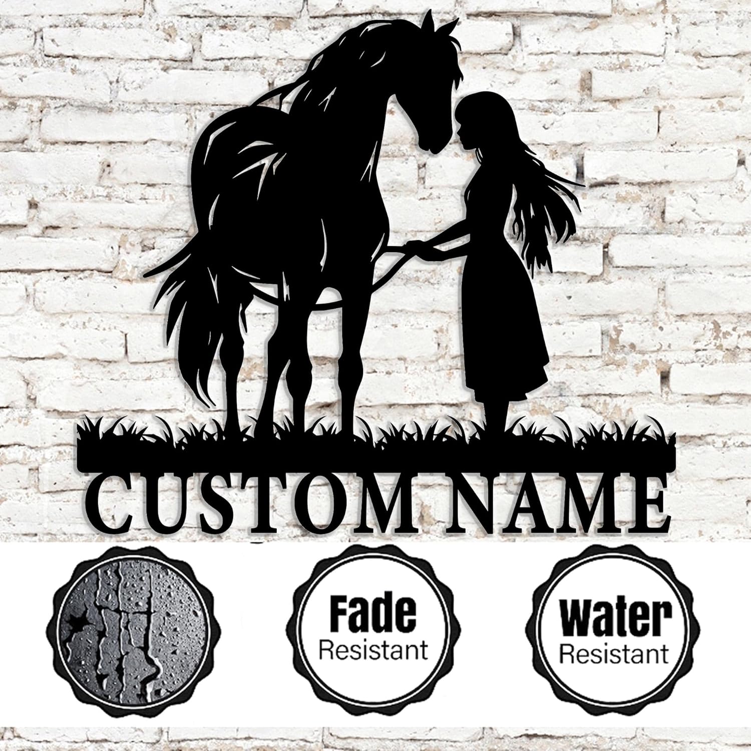 Gotstorms Customizable Horse and Silhouette Metal Wall Art 8-24 Inch LED Light Option