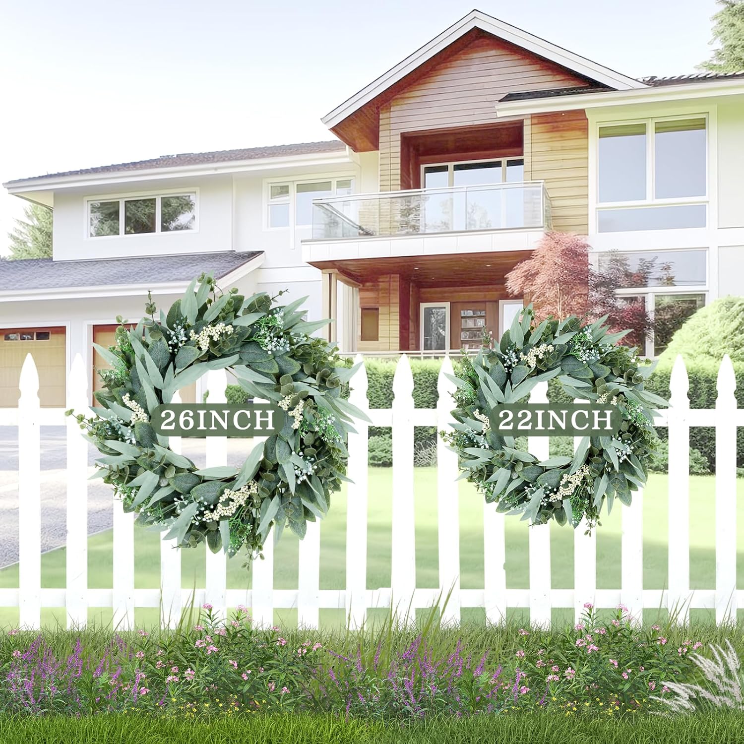 Eucalyptus Wreaths 22 Inch Artificial Greenery Front Door Decor