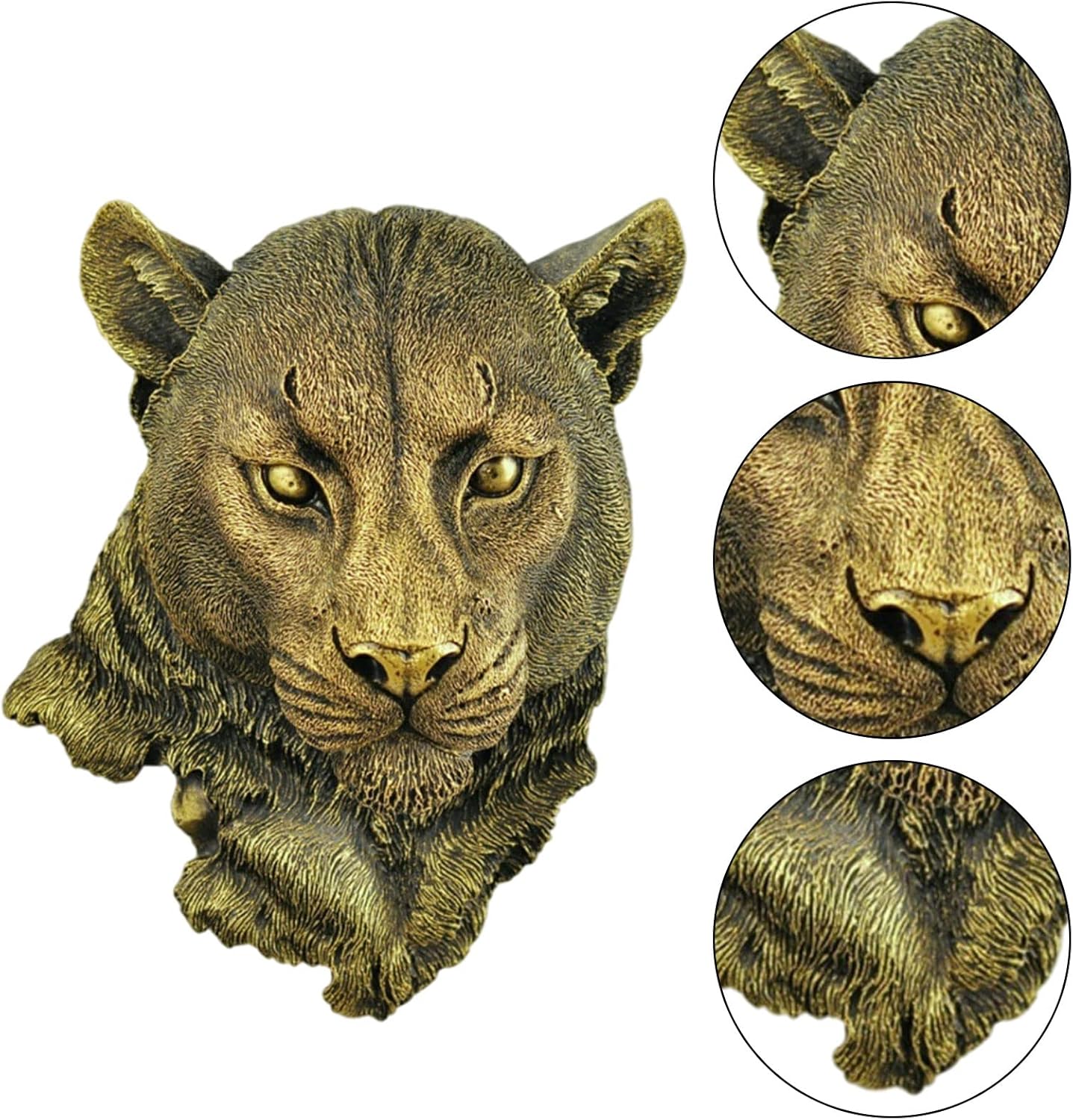 Leopard Head Wall Decor Durable Resin Sculpture for Home Living Room Bedroom Kitchen Decor