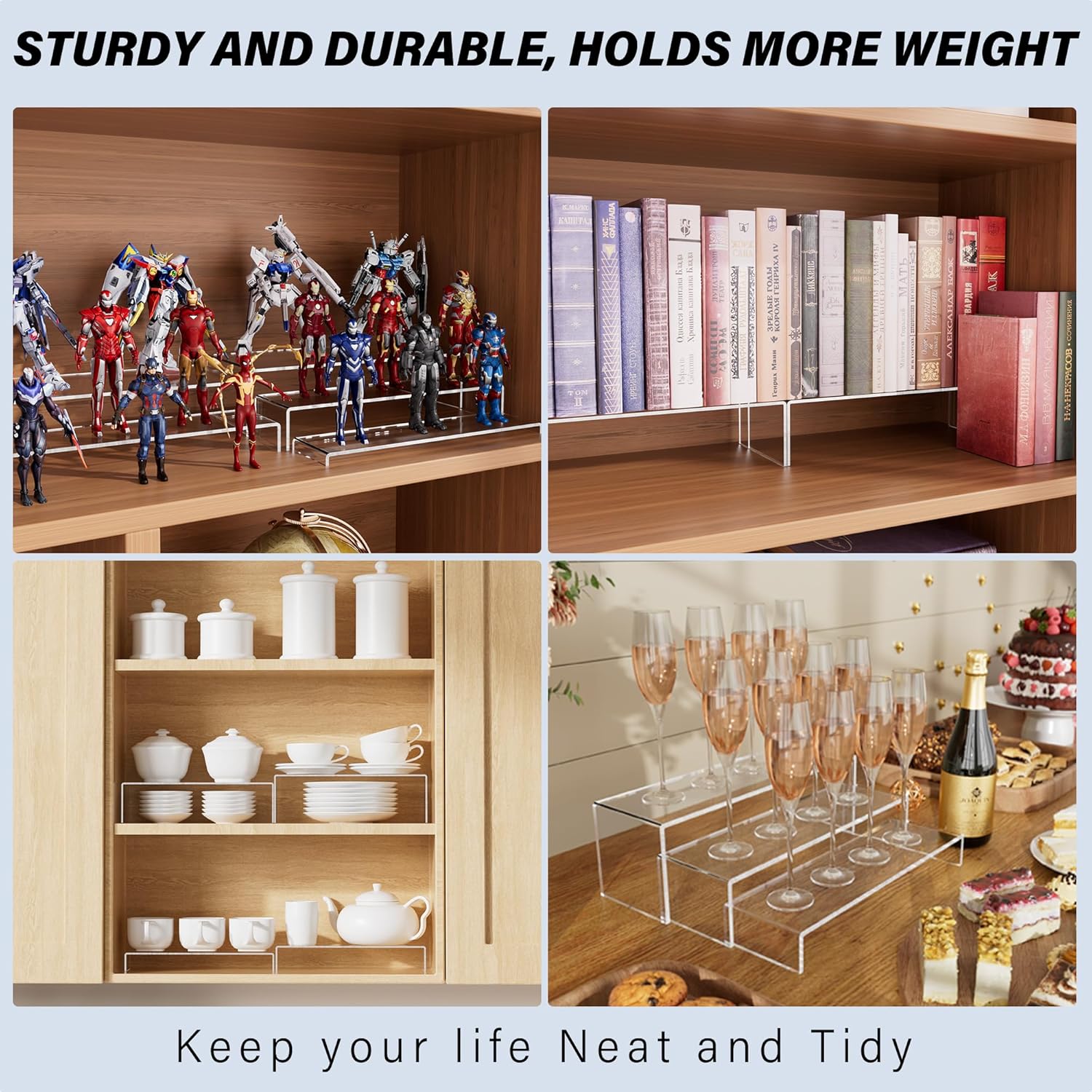 5 Pcs Acrylic Display Risers for Perfume and Collectibles